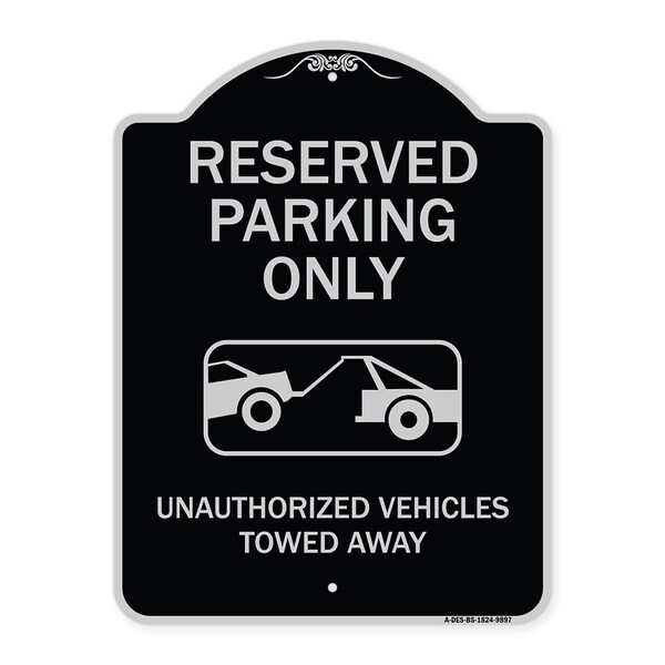 Signmission Designer Series-Resident Parking Unauthorized Vehicles Towed Away With Gr, 24" x 18", BS-1824-9897 A-DES-BS-1824-9897 - main